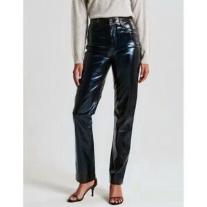 Abercrombie & Fitch Curve Love 90 Straight Ultra High Rise Sz 26/2 Faux Leather